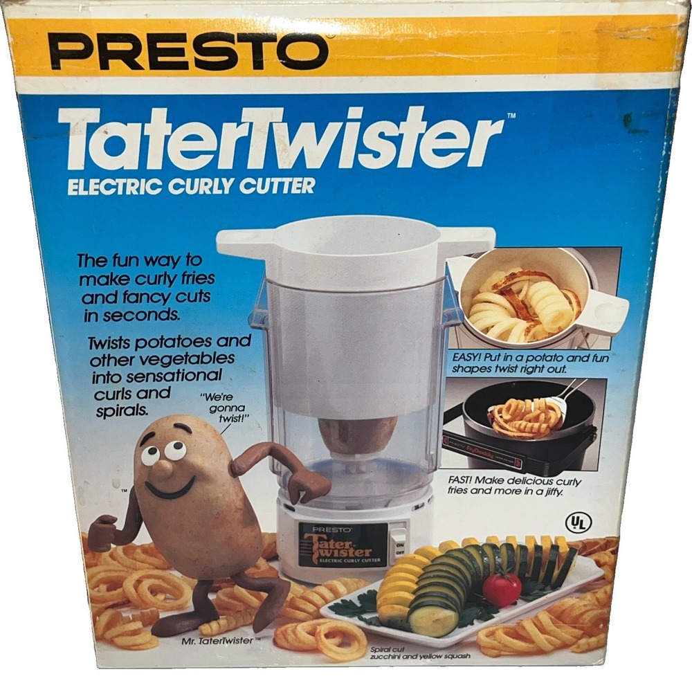 Vintage PRESTO Tater Twister Electric Curly Fry Potato Cutter Maker Manual 02930